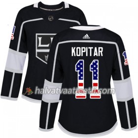 Naisten NHL Los Angeles Kings Pelipaita Anze Kopitar 11 Adidas 2017-2018 Musta USA Flag Fashion Authentic